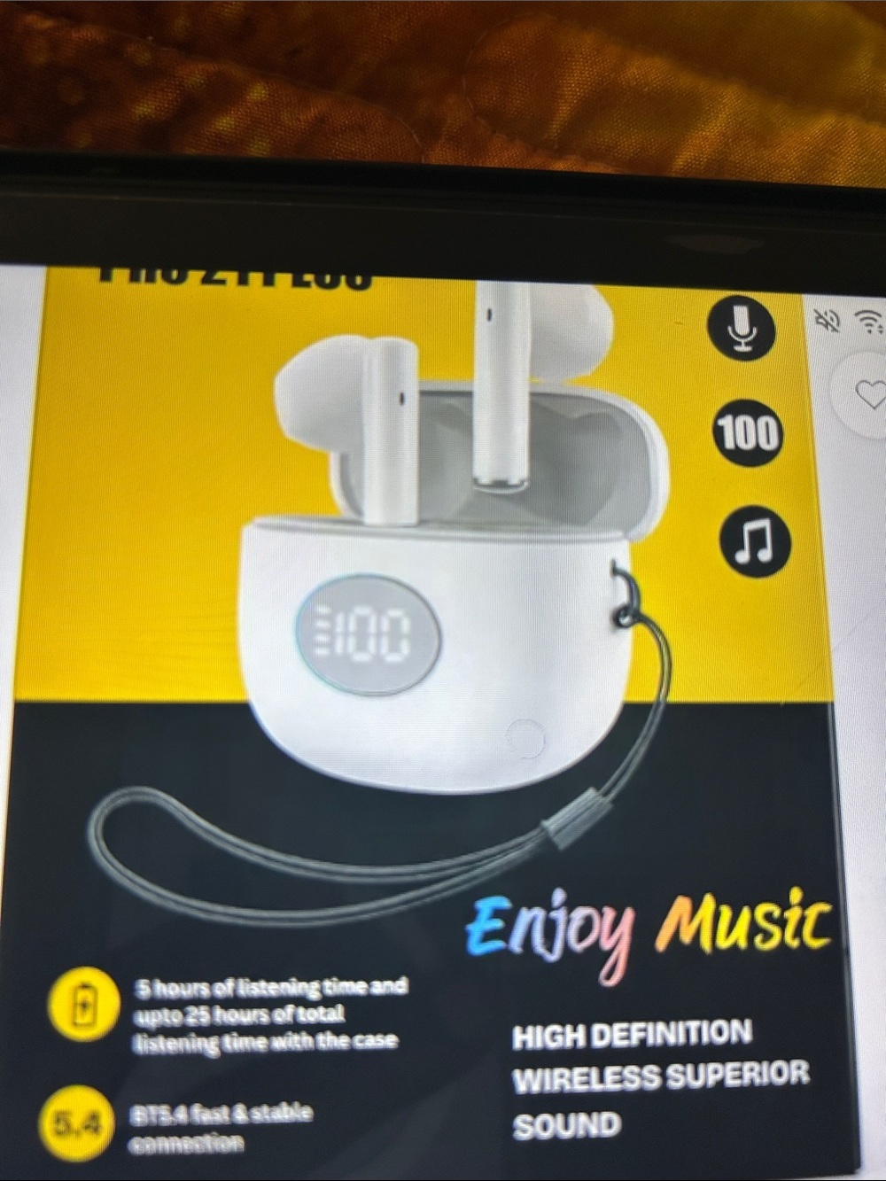White True Wireless Earbuds with Digital-Display Charging Case